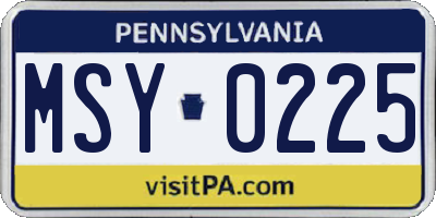 PA license plate MSY0225