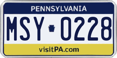 PA license plate MSY0228