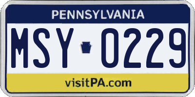 PA license plate MSY0229