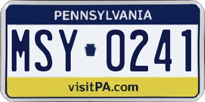 PA license plate MSY0241