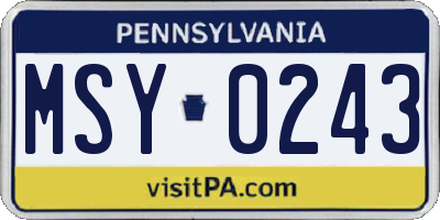 PA license plate MSY0243