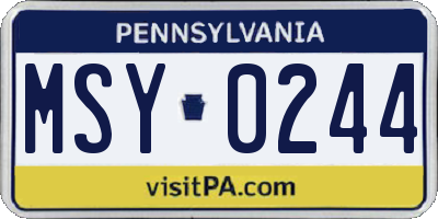 PA license plate MSY0244