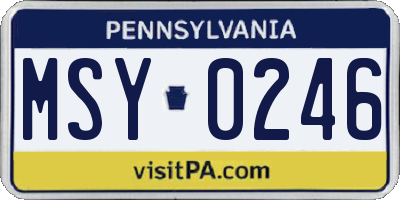 PA license plate MSY0246