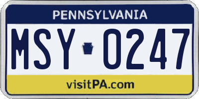 PA license plate MSY0247