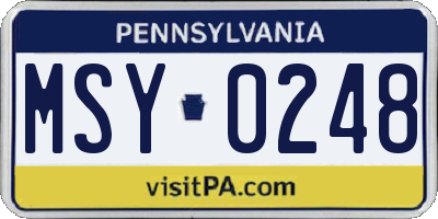 PA license plate MSY0248