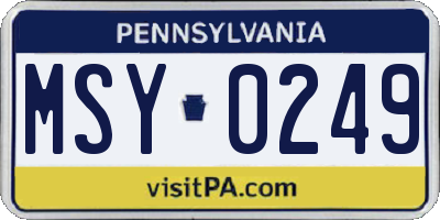PA license plate MSY0249