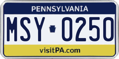 PA license plate MSY0250