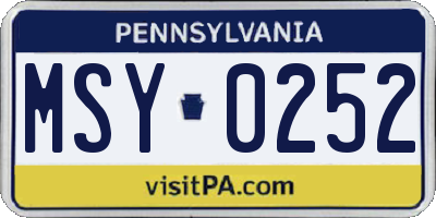 PA license plate MSY0252