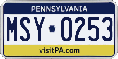 PA license plate MSY0253