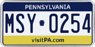 PA license plate MSY0254