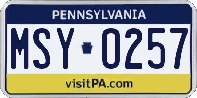 PA license plate MSY0257