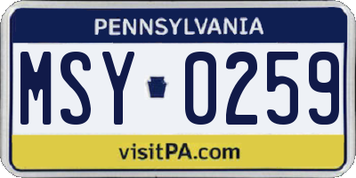 PA license plate MSY0259