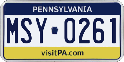 PA license plate MSY0261