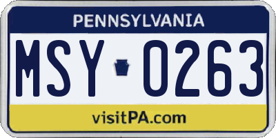 PA license plate MSY0263