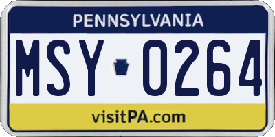 PA license plate MSY0264