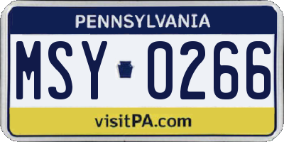 PA license plate MSY0266
