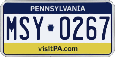 PA license plate MSY0267
