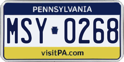 PA license plate MSY0268