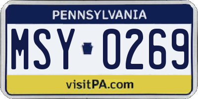 PA license plate MSY0269
