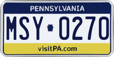 PA license plate MSY0270