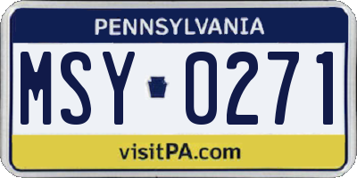 PA license plate MSY0271