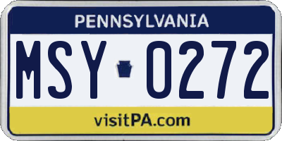 PA license plate MSY0272