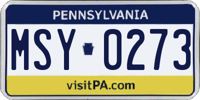 PA license plate MSY0273