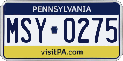 PA license plate MSY0275