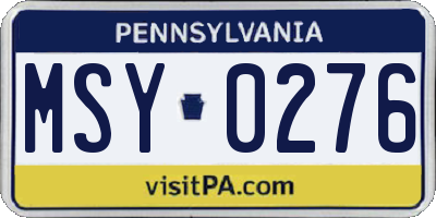 PA license plate MSY0276