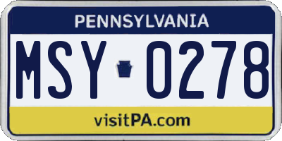 PA license plate MSY0278