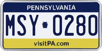 PA license plate MSY0280