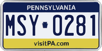 PA license plate MSY0281