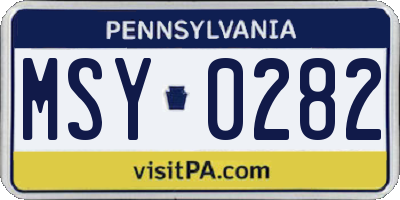 PA license plate MSY0282