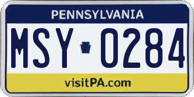 PA license plate MSY0284