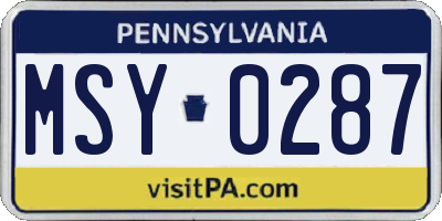 PA license plate MSY0287