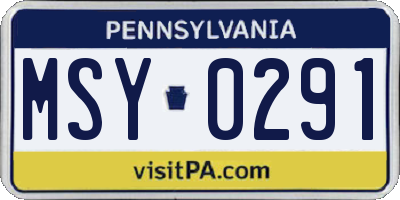 PA license plate MSY0291