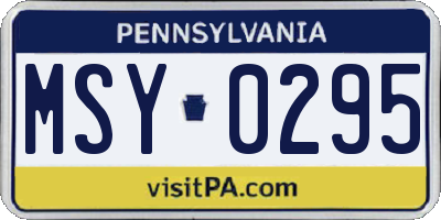 PA license plate MSY0295