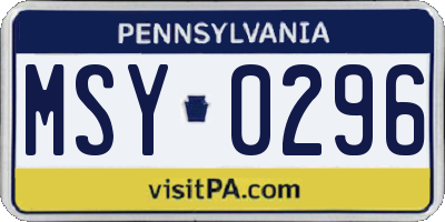 PA license plate MSY0296