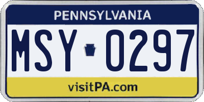 PA license plate MSY0297