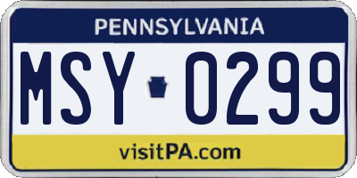 PA license plate MSY0299