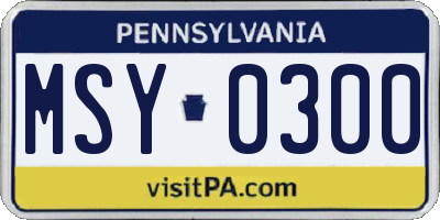 PA license plate MSY0300