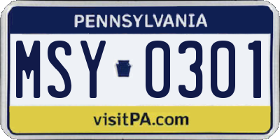 PA license plate MSY0301