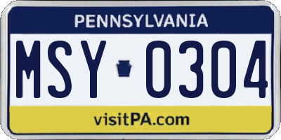 PA license plate MSY0304