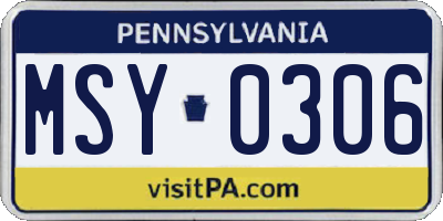 PA license plate MSY0306