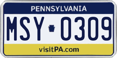 PA license plate MSY0309