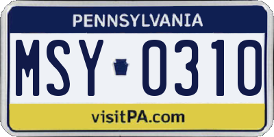PA license plate MSY0310