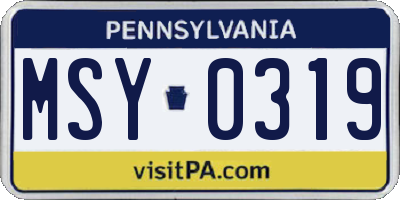 PA license plate MSY0319