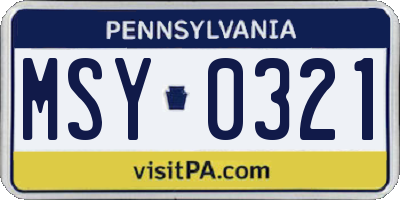 PA license plate MSY0321