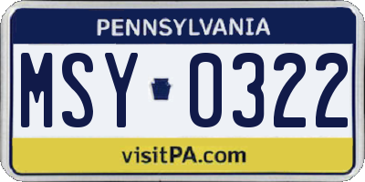 PA license plate MSY0322