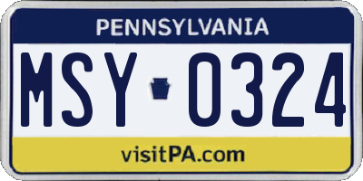 PA license plate MSY0324